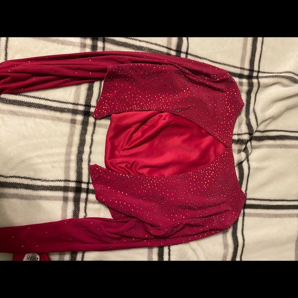 Red Rhinestone Prom Dress - Picture 4 of 7